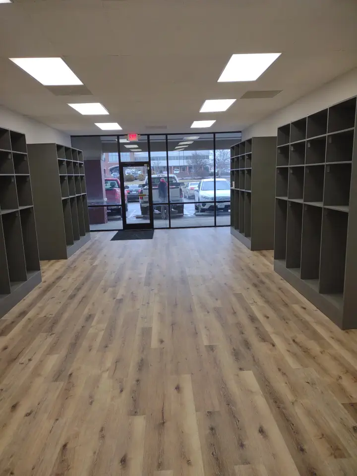 Clean Refill Store: Finished retail space with custom shelving