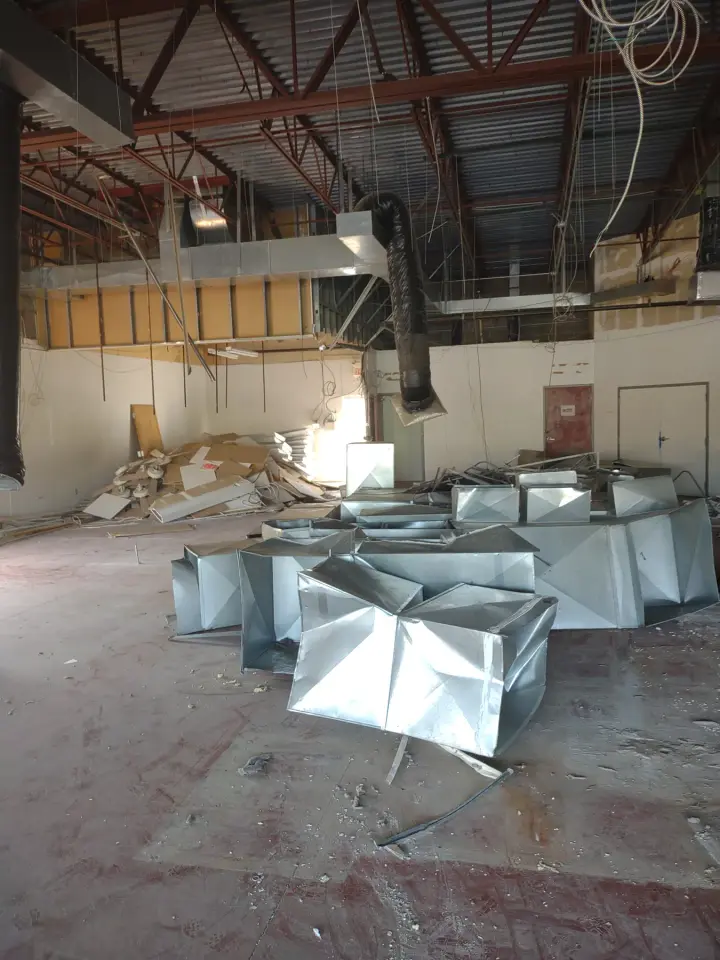 CrossFit Facility: Demolition and removed ductwork