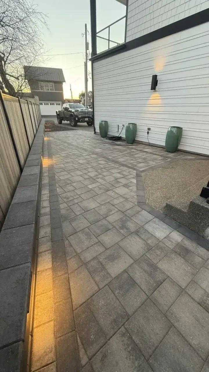 Outdoor Projects: Paver walkway at dusk